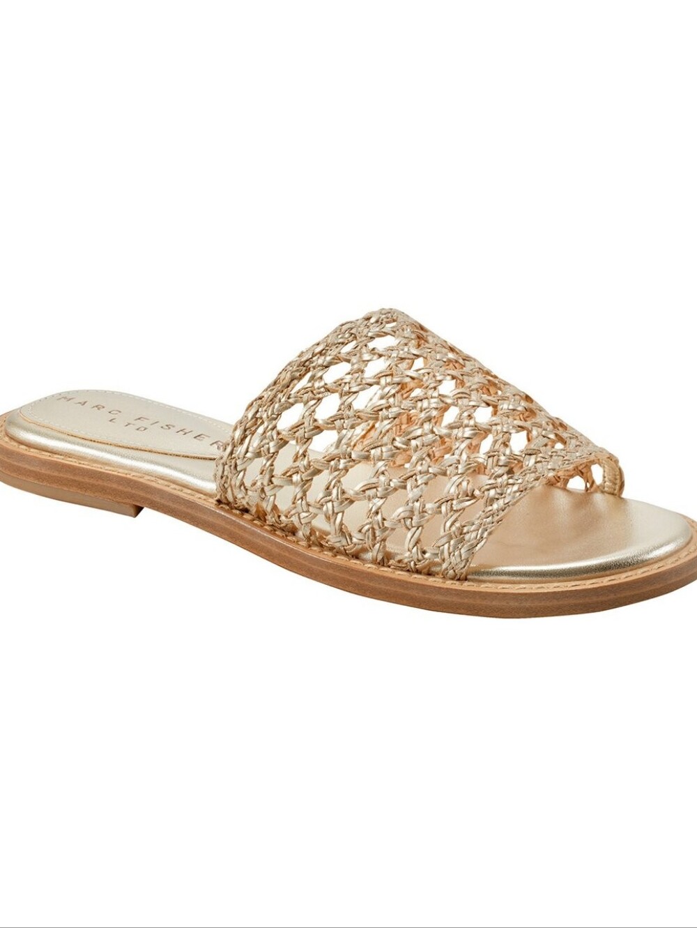 Marc Fisher Metallic Braided Slide in Gold Size 7 New